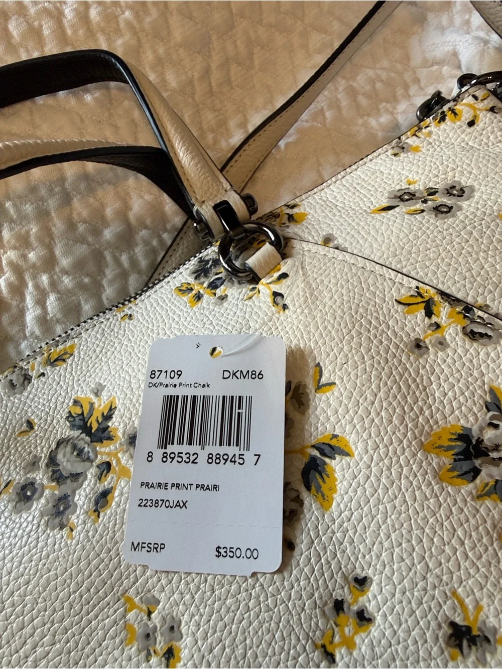 Coach NWT Floral Leather Satchel and Wallet Set in White/Yellow